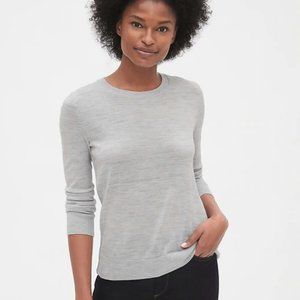 Tall Crewneck Sweater in Merino Wool M Gray NWT